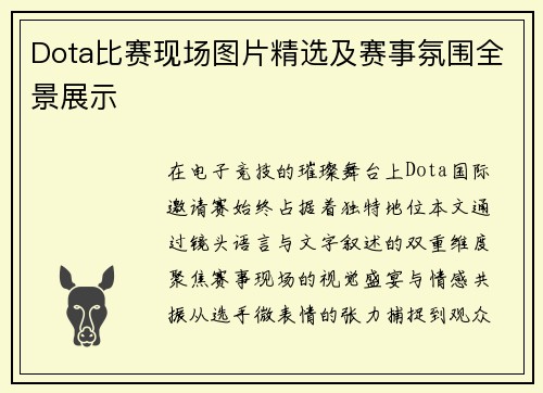 Dota比赛现场图片精选及赛事氛围全景展示